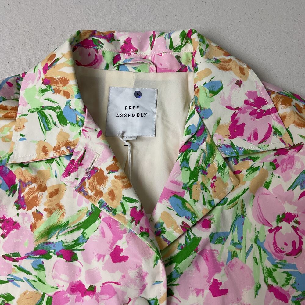 Free Assembly Floral collared Trench Coat Womens Large NWT - Picture 3 of 12